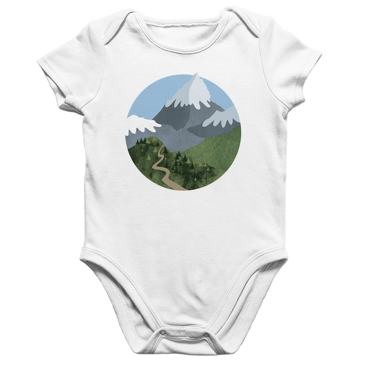 Body Bebê Algodão Montanhas - Branco