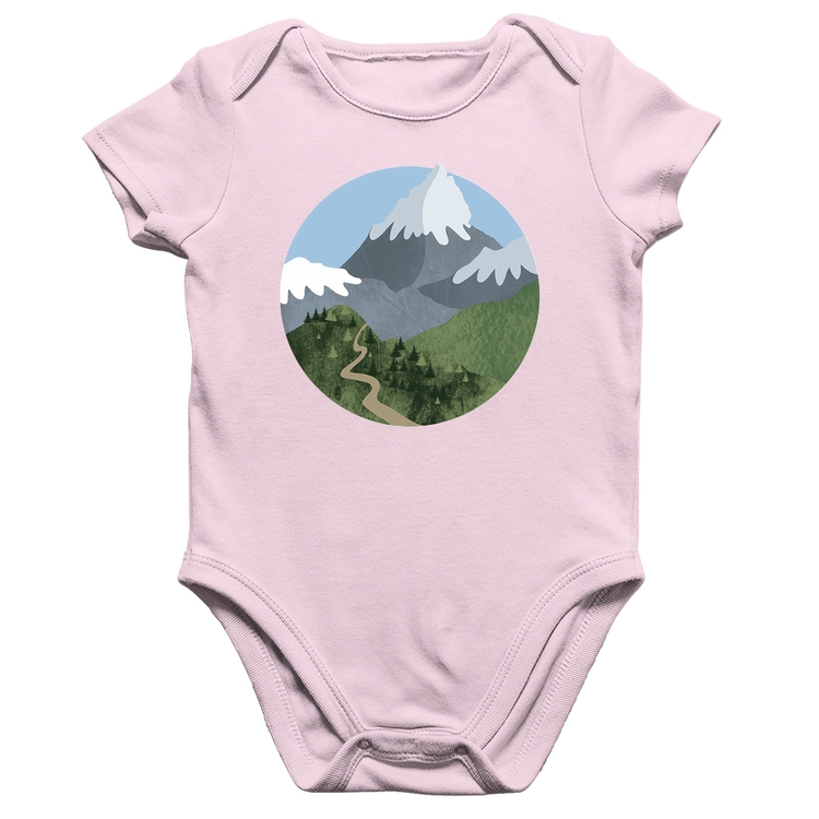 Body Bebê Algodão Montanhas - Rosa Bebê