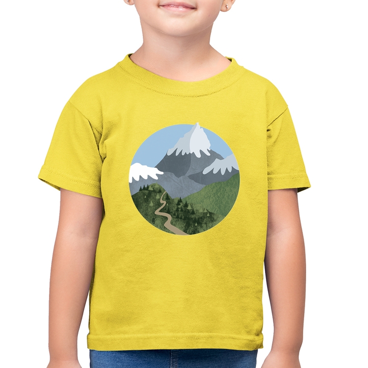 Camiseta Algodão Infantil Montanhas - Amarelo Canário