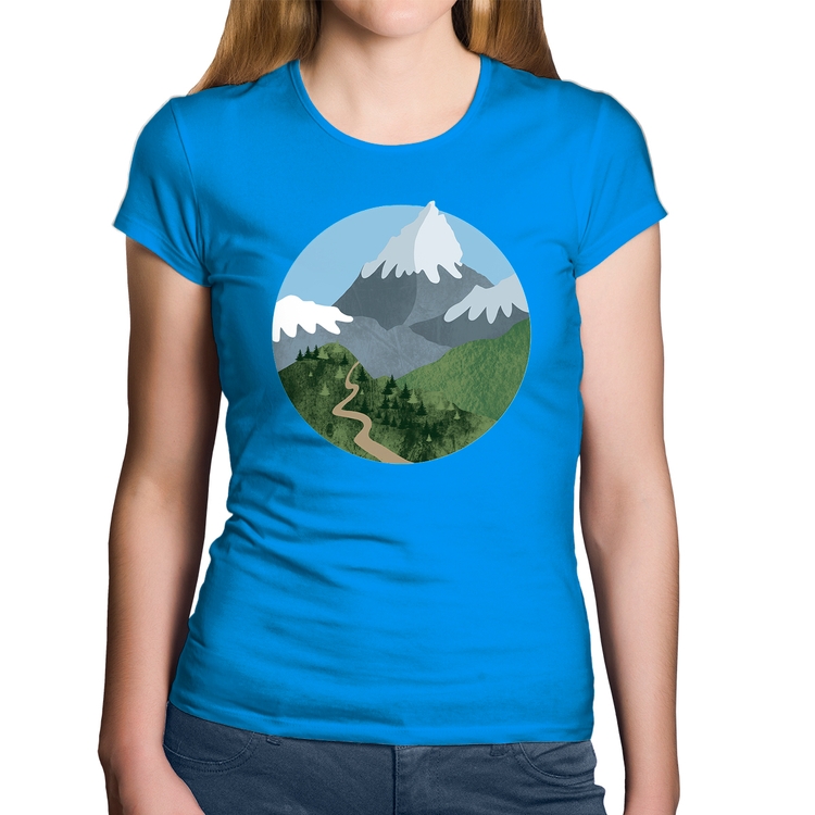 Baby Look Algodão Montanhas - Azul