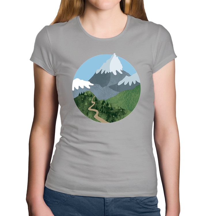 Baby Look Algodão Montanhas - Cinza