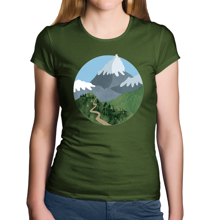 Baby Look Algodão Montanhas - Musgo