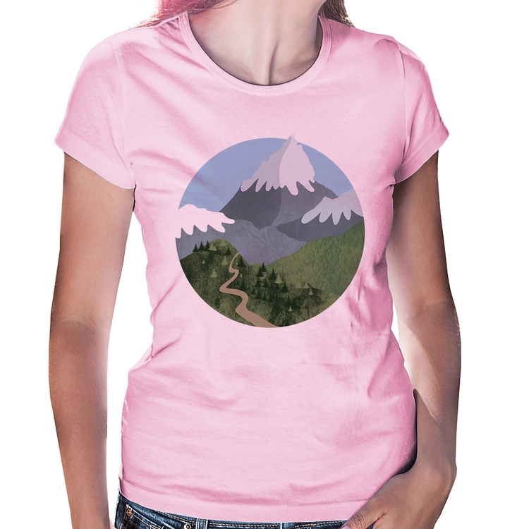 Baby Look Montanhas - Rosa Bebê