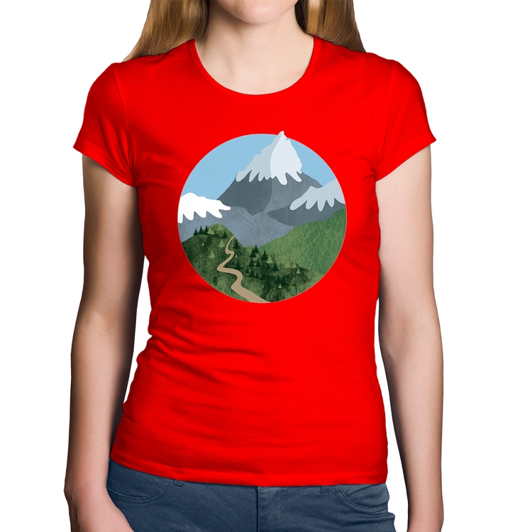 Baby Look Algodão Montanhas - Vermelha