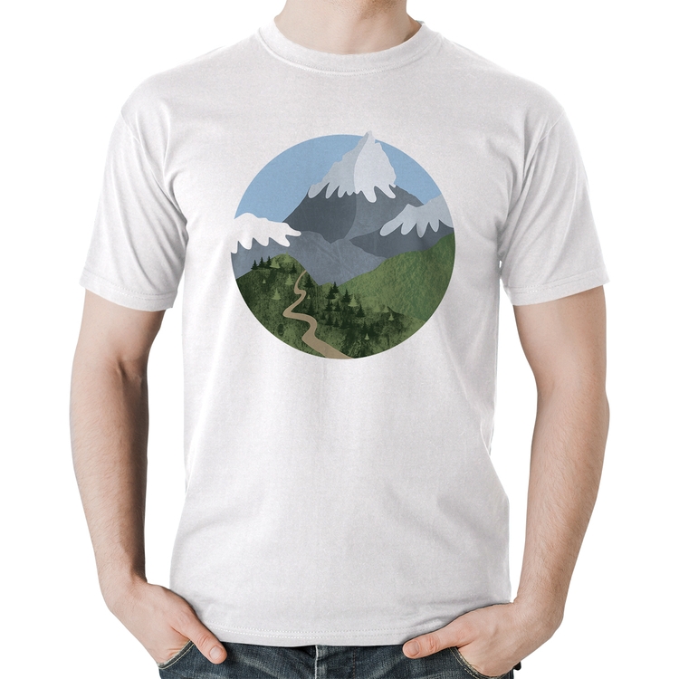 Camiseta Algodão Montanhas - Branca