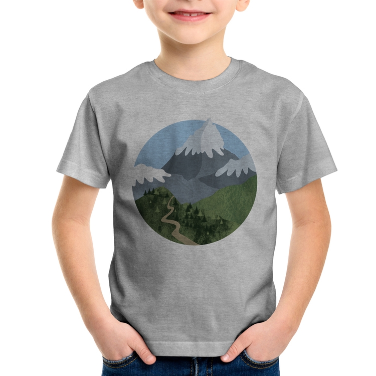 Camiseta Infantil Montanhas - Cinza
