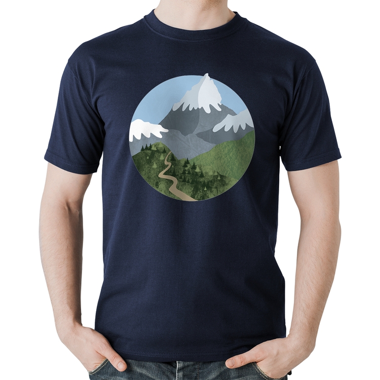 Camiseta Algodão Montanhas - Marinho