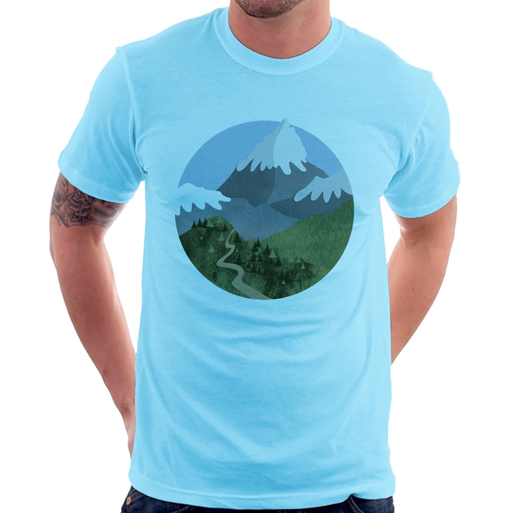 Camiseta Montanhas - Azul Bebê