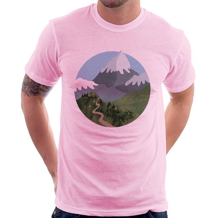 Camiseta Montanhas - Rosa Bebê