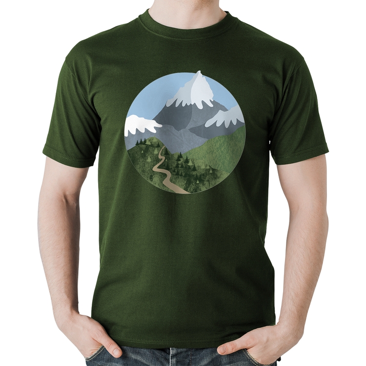 Camiseta Algodão Montanhas - Musgo