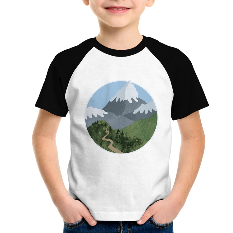 Camiseta Raglan Infantil Montanhas