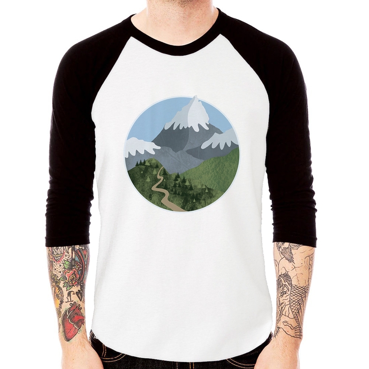 Camiseta Raglan Montanhas Manga 3/4