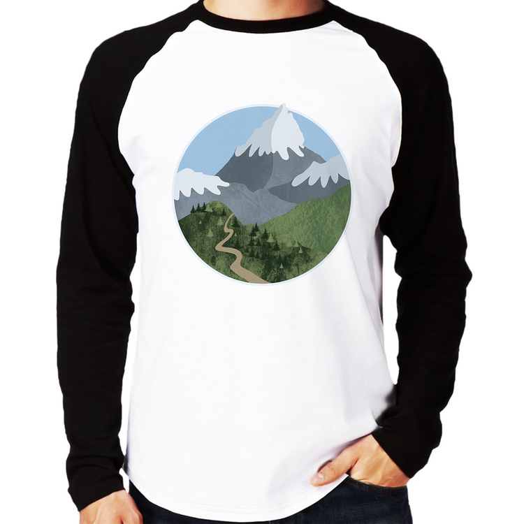 Camiseta Raglan Montanhas Manga Longa
