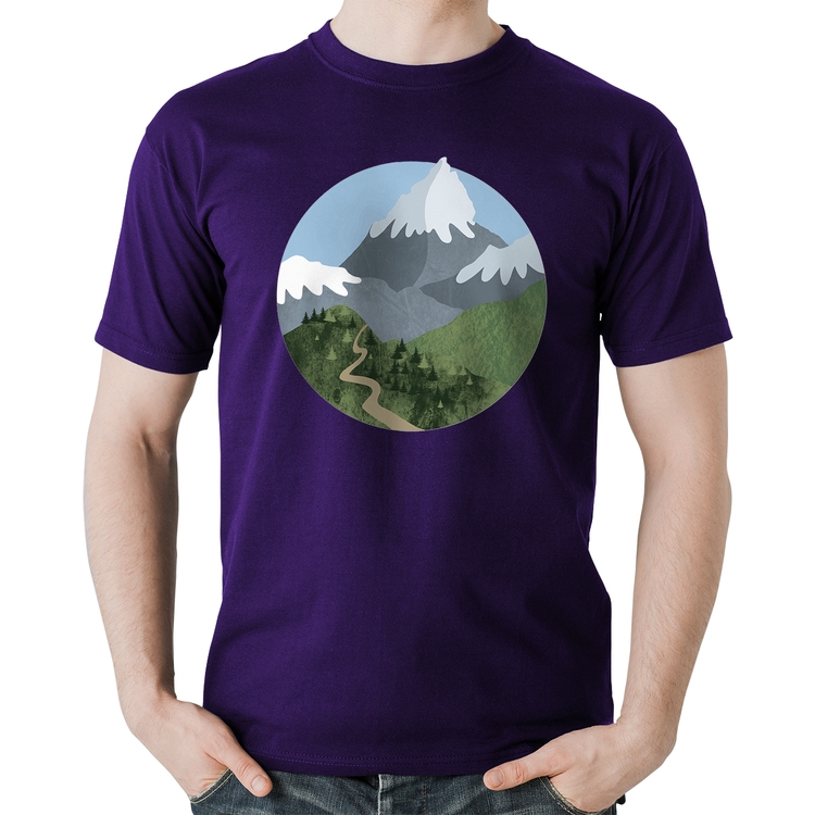 Camiseta Algodão Montanhas - Roxa