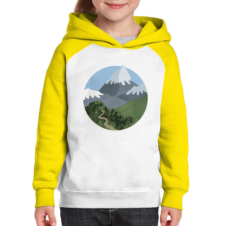 Moletom Infantil Montanhas - Branco/Amarelo