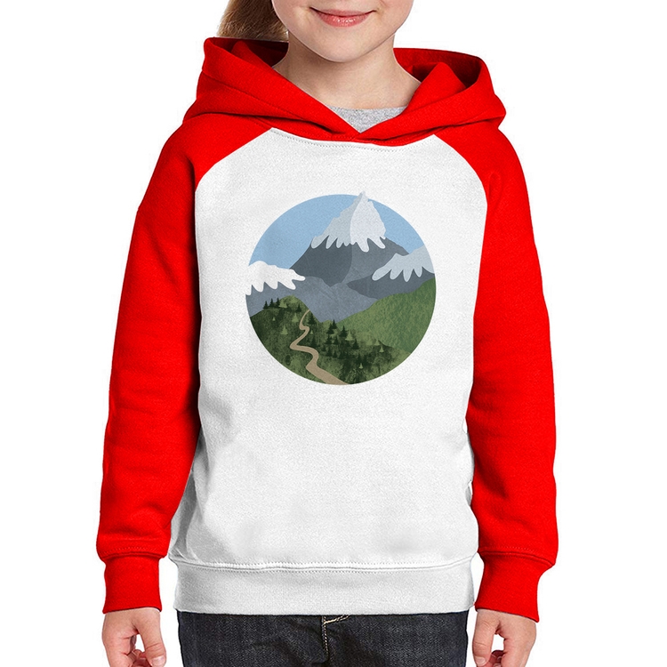 Moletom Infantil Montanhas - Branco/Vermelho