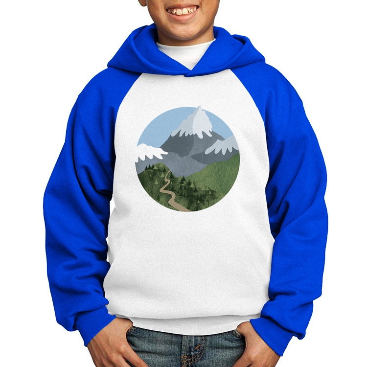Moletom Infantil Montanhas - Branco/Azul