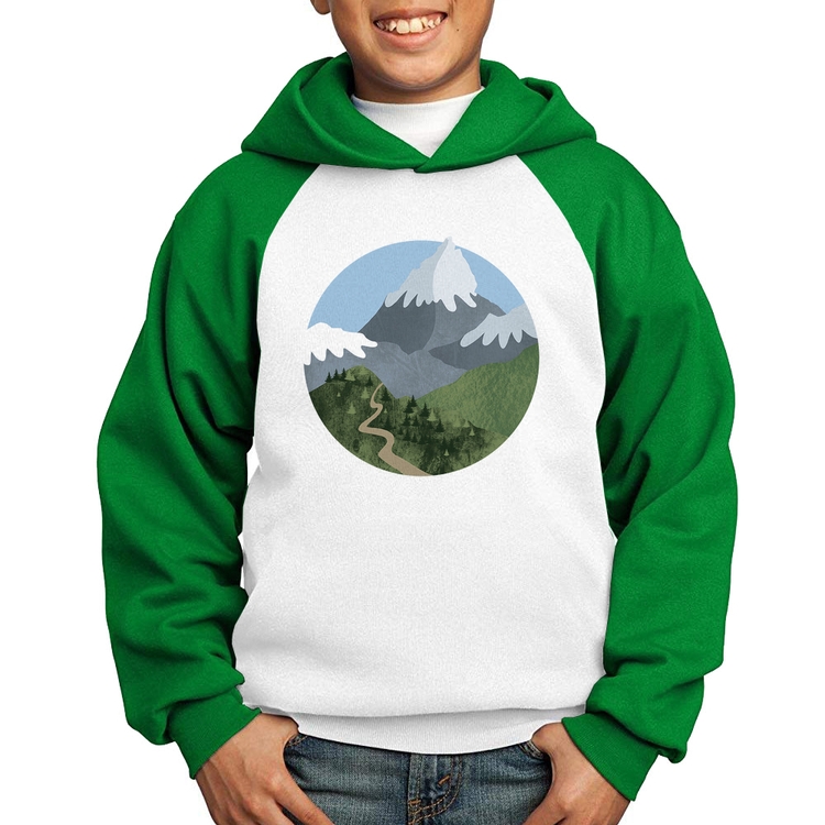 Moletom Infantil Montanhas - Branco/Verde