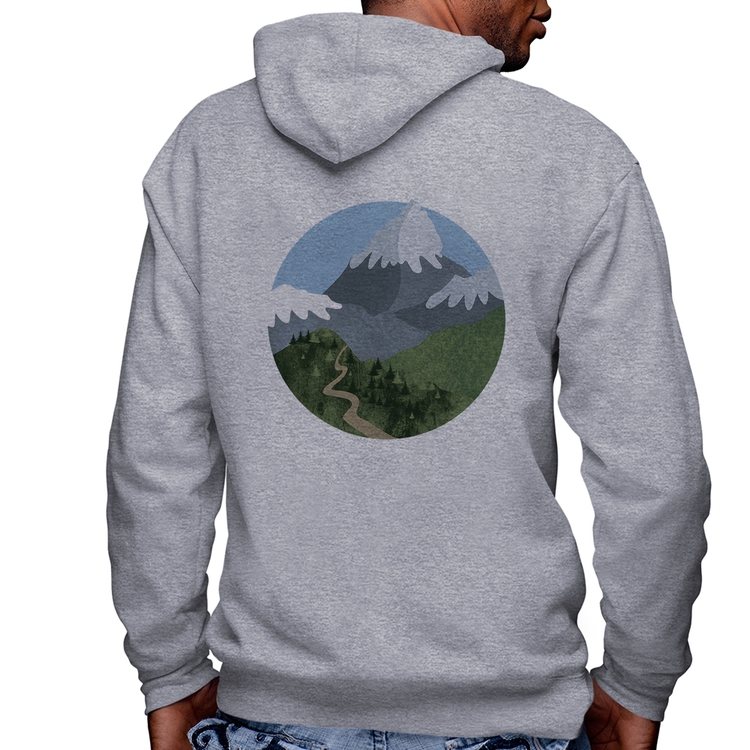 Blusa Moletom Montanhas Masculina com Capuz e Zíper - Mescla