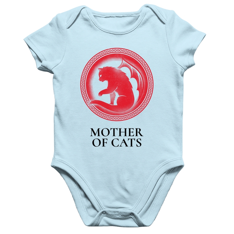 Body Bebê Algodão Mother of Cats - Azul Bebê