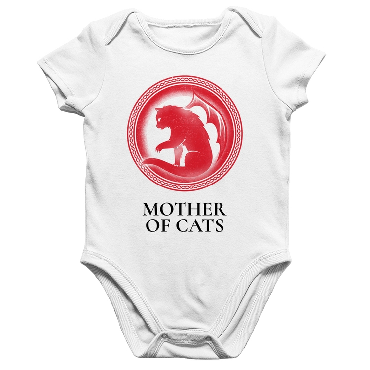 Body Bebê Algodão Mother of Cats - Branco