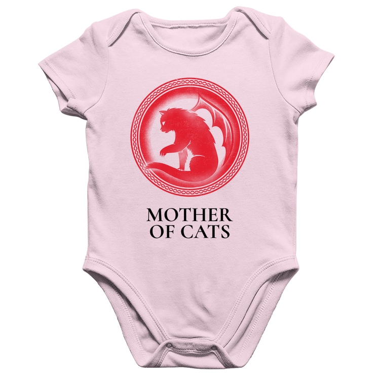 Body Bebê Algodão Mother of Cats - Rosa Bebê