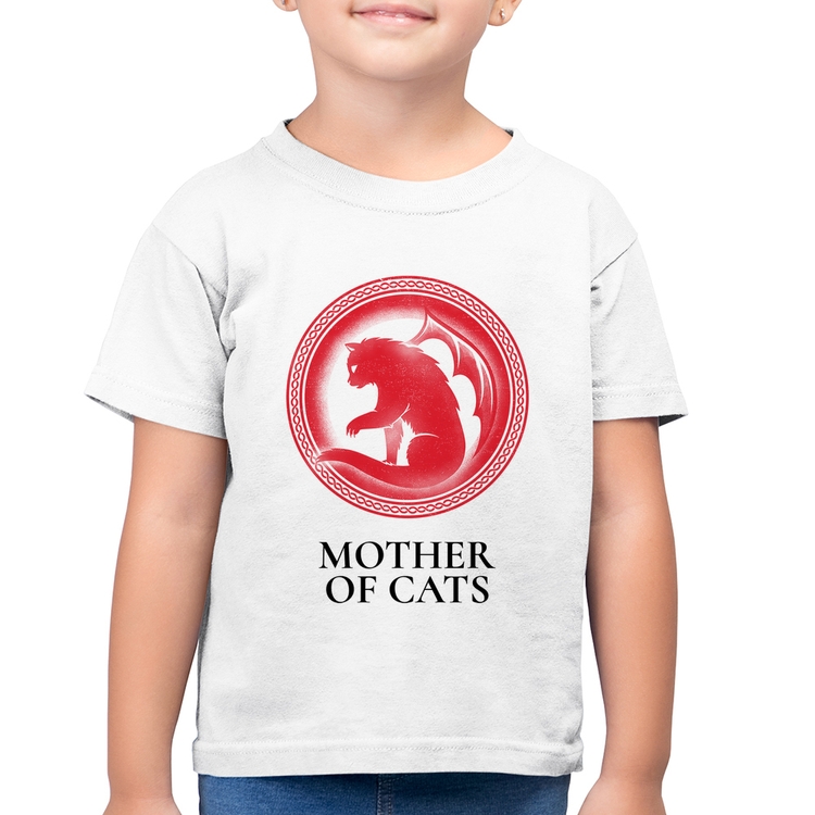 Camiseta Algodão Infantil Mother of Cats - Branca