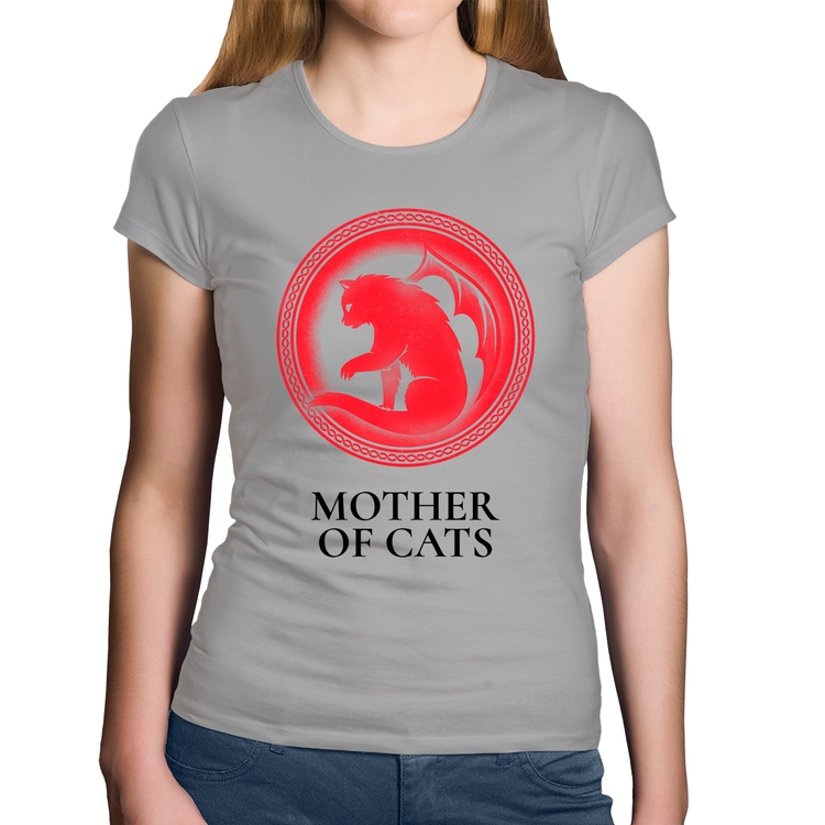 Baby Look Algodão Mother of Cats - Cinza