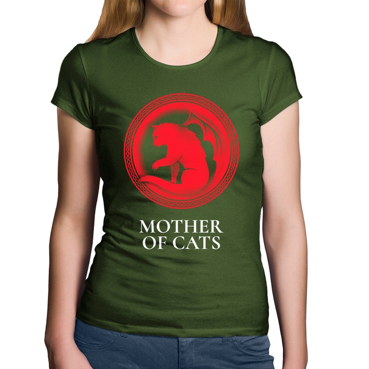 Baby Look Algodão Mother of Cats - Musgo