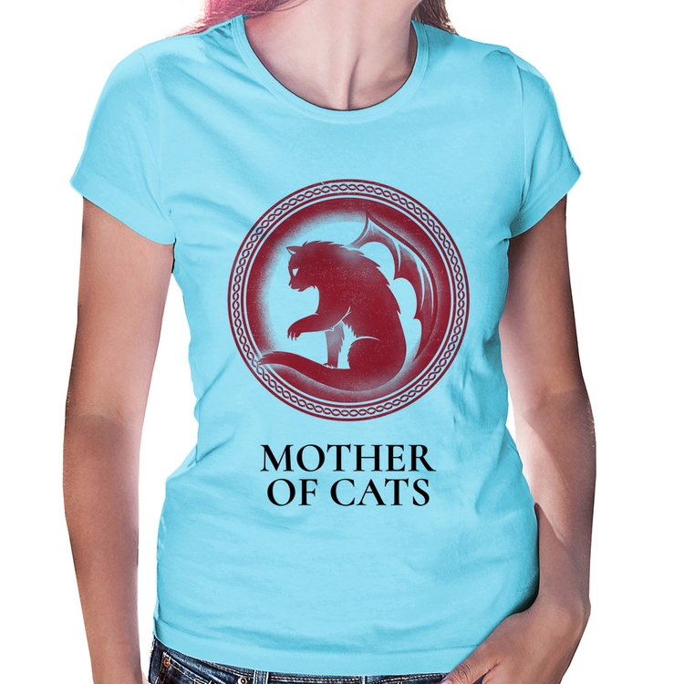 Baby Look Mother of Cats - Azul Bebê