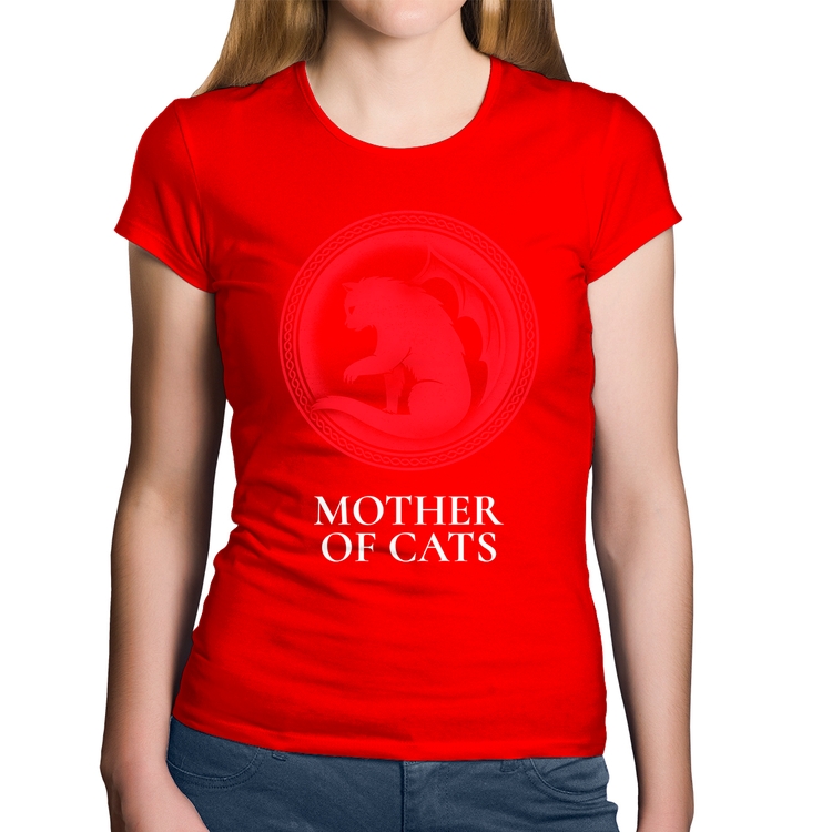 Baby Look Algodão Mother of Cats - Vermelha