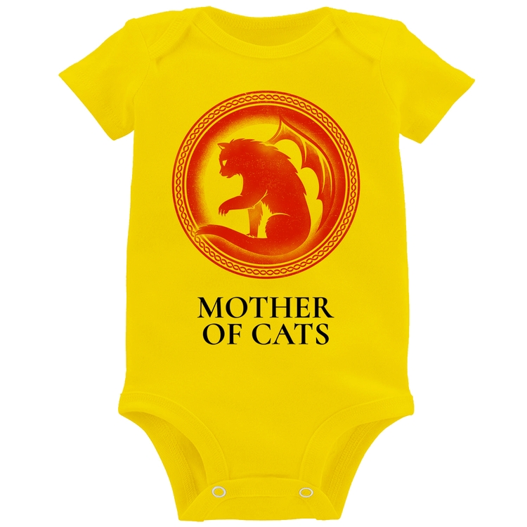 Body Bebê Mother of Cats - Amarelo