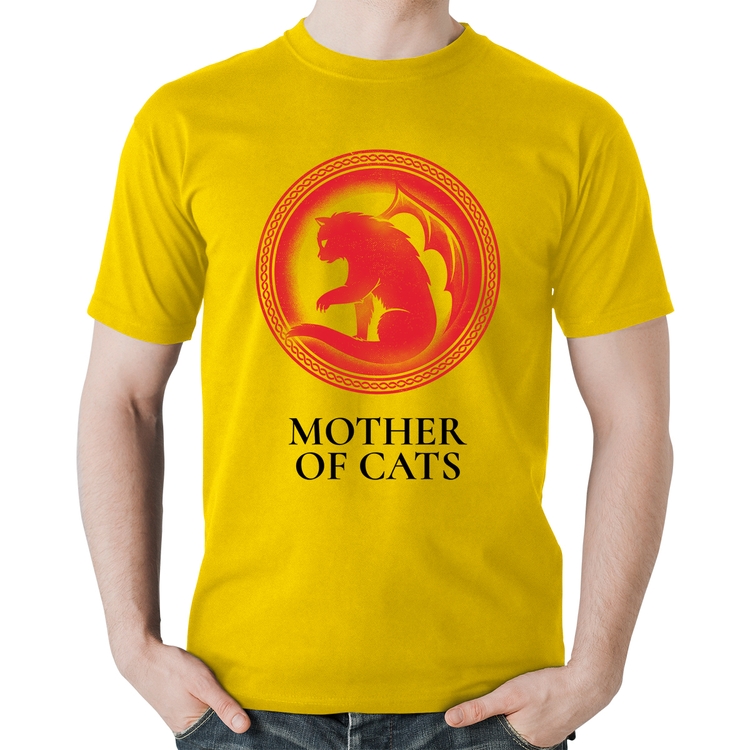 Camiseta Algodão Mother of Cats - Amarela