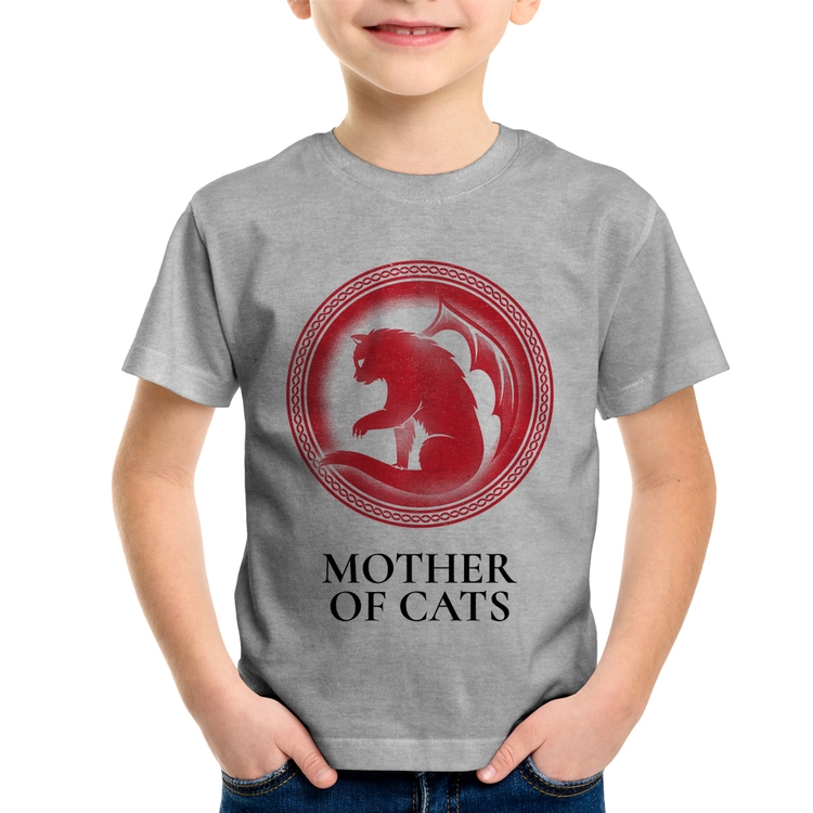 Camiseta Infantil Mother of Cats - Cinza