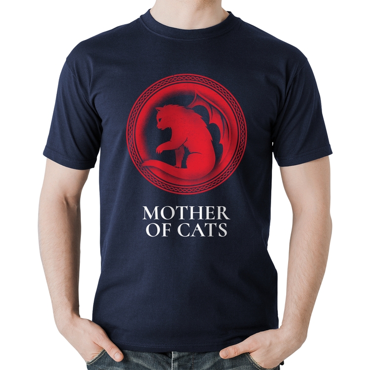 Camiseta Algodão Mother of Cats - Marinho