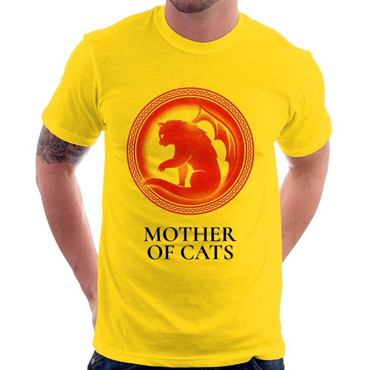 Camiseta Mother of Cats - Amarela