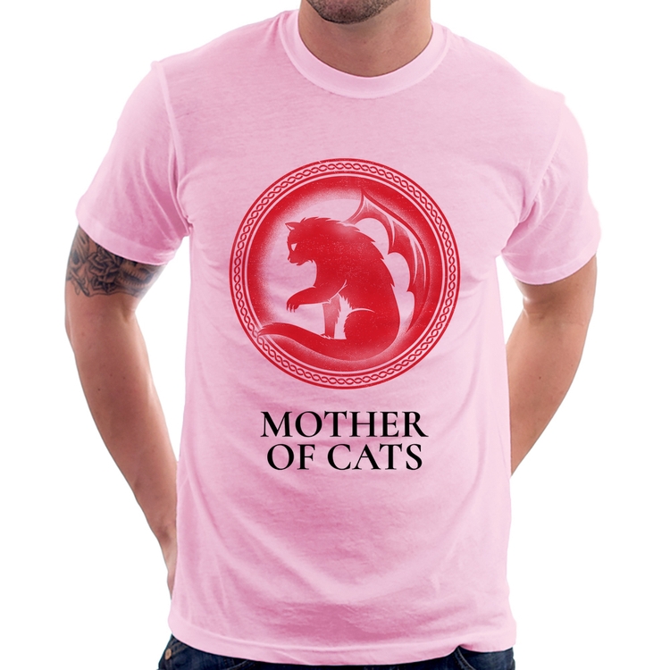 Camiseta Mother of Cats - Rosa Bebê