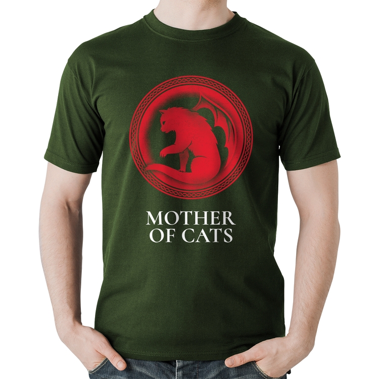 Camiseta Algodão Mother of Cats - Musgo