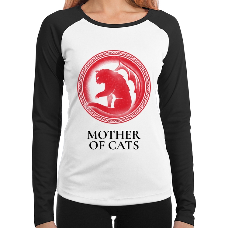 Baby Look Raglan Mother of Cats Manga Longa