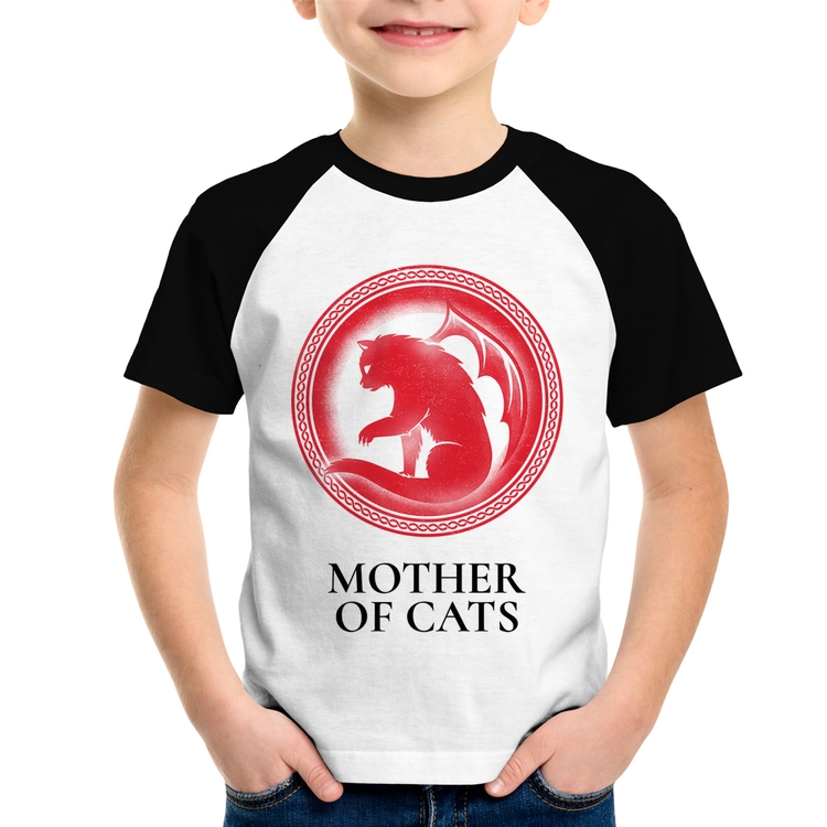 Camiseta Raglan Infantil Mother of Cats