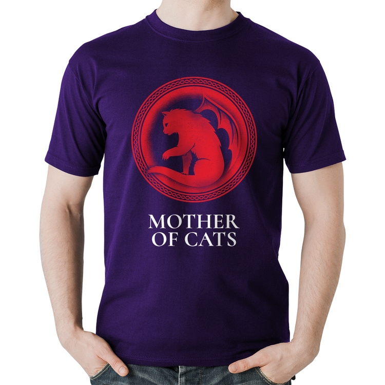 Camiseta Algodão Mother of Cats - Roxa