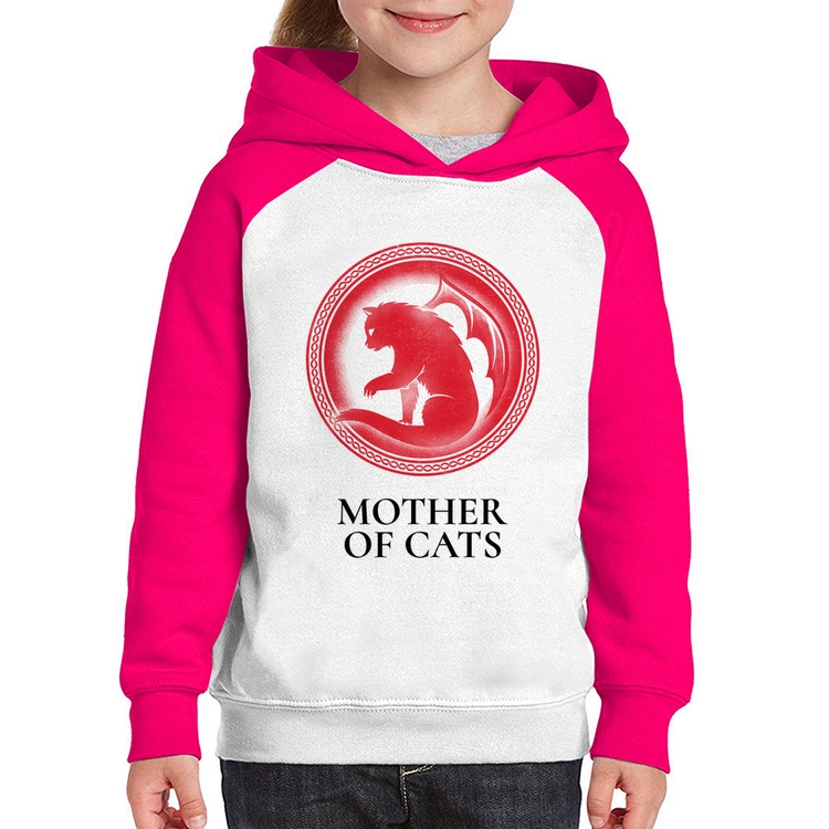 Moletom Infantil Mother of Cats - Branco/Rosa