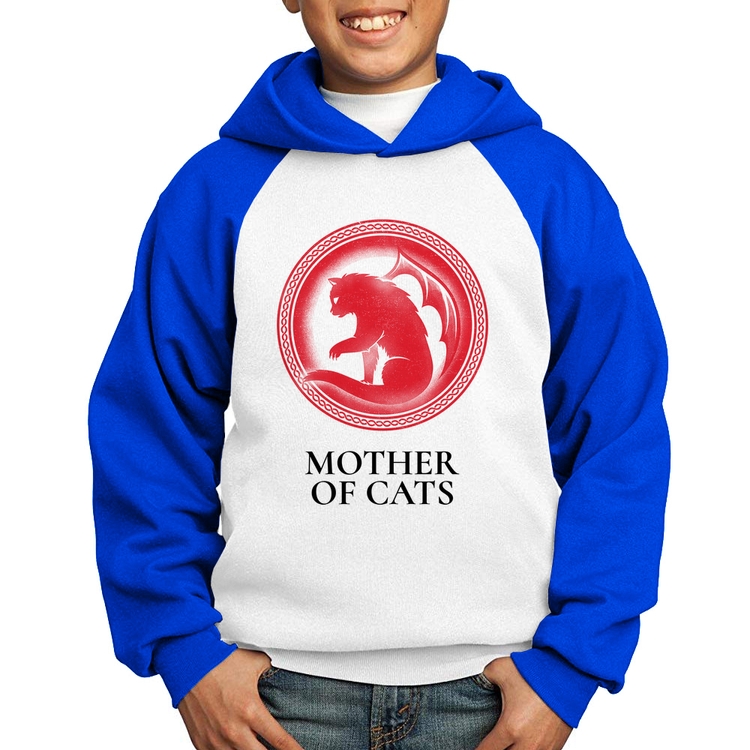 Moletom Infantil Mother of Cats - Branco/Azul