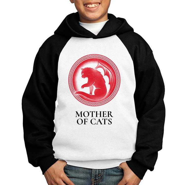 Moletom Infantil Mother of Cats - Branco/Preto