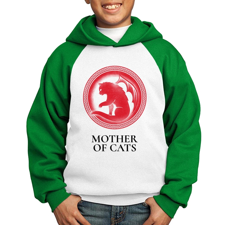 Moletom Infantil Mother of Cats - Branco/Verde