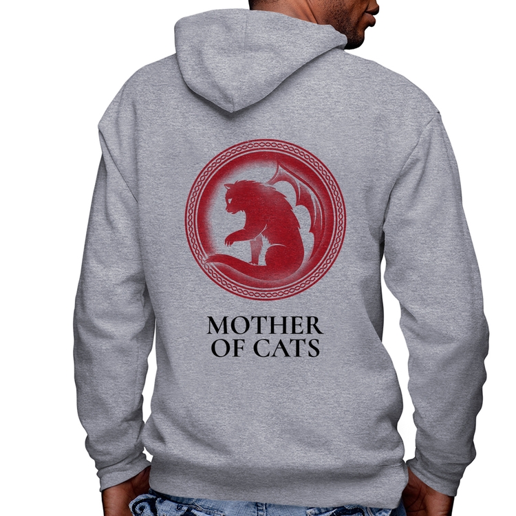 Blusa Moletom Mother of Cats Masculina com Capuz e Zíper - Mescla