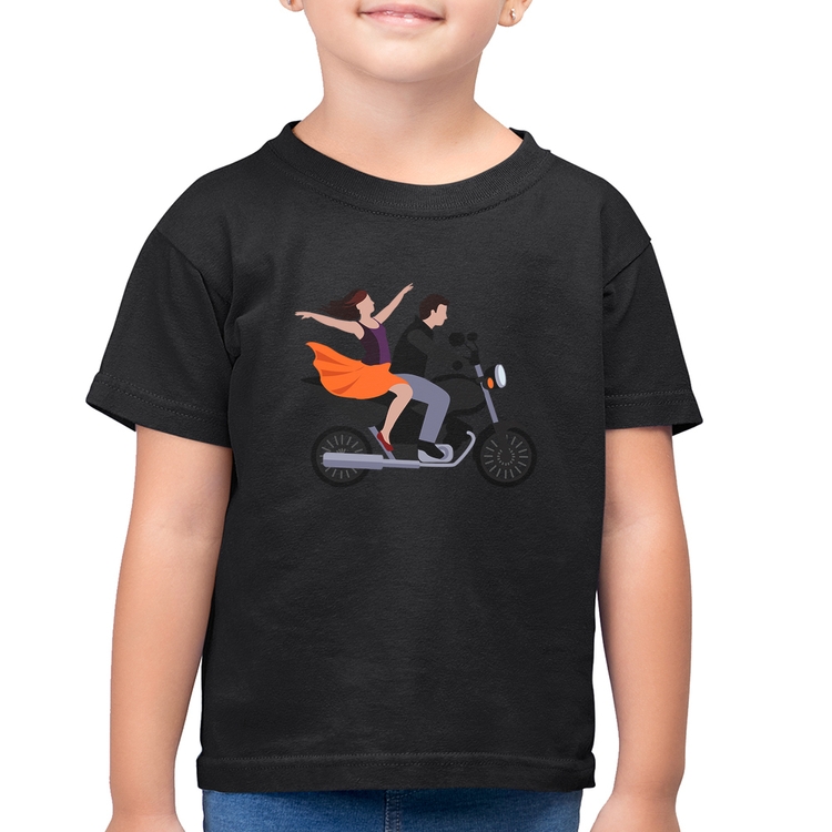 Camiseta Algodão Infantil Moto Casal