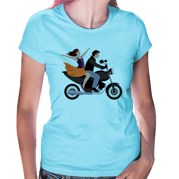 Baby Look Moto Casal - Azul Bebê