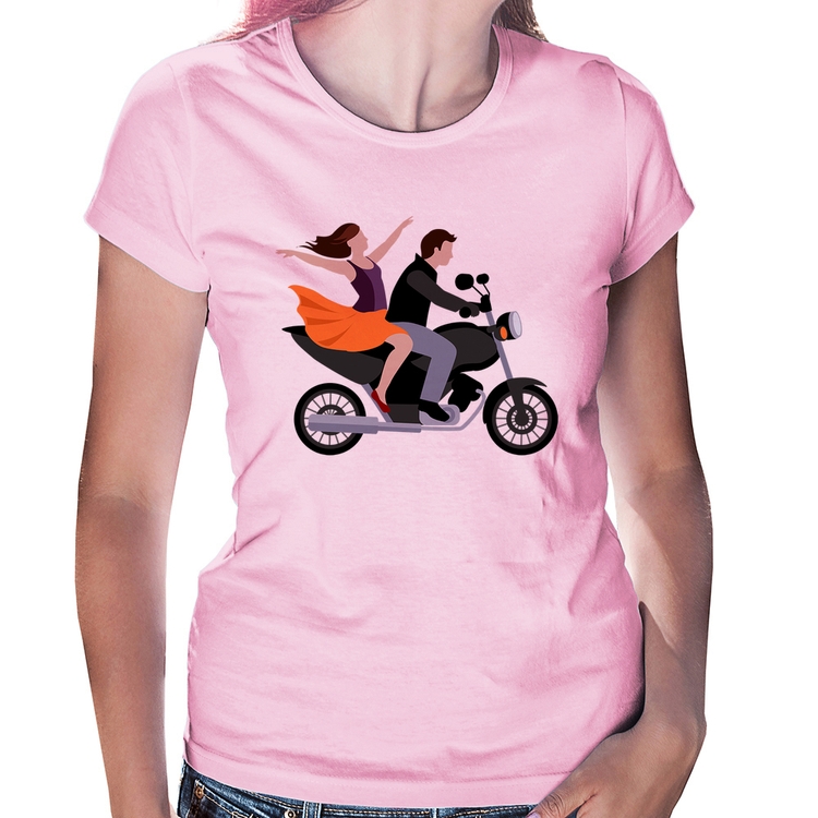 Baby Look Moto Casal - Rosa Bebê