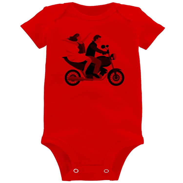 Body Bebê Moto Casal - Vermelho